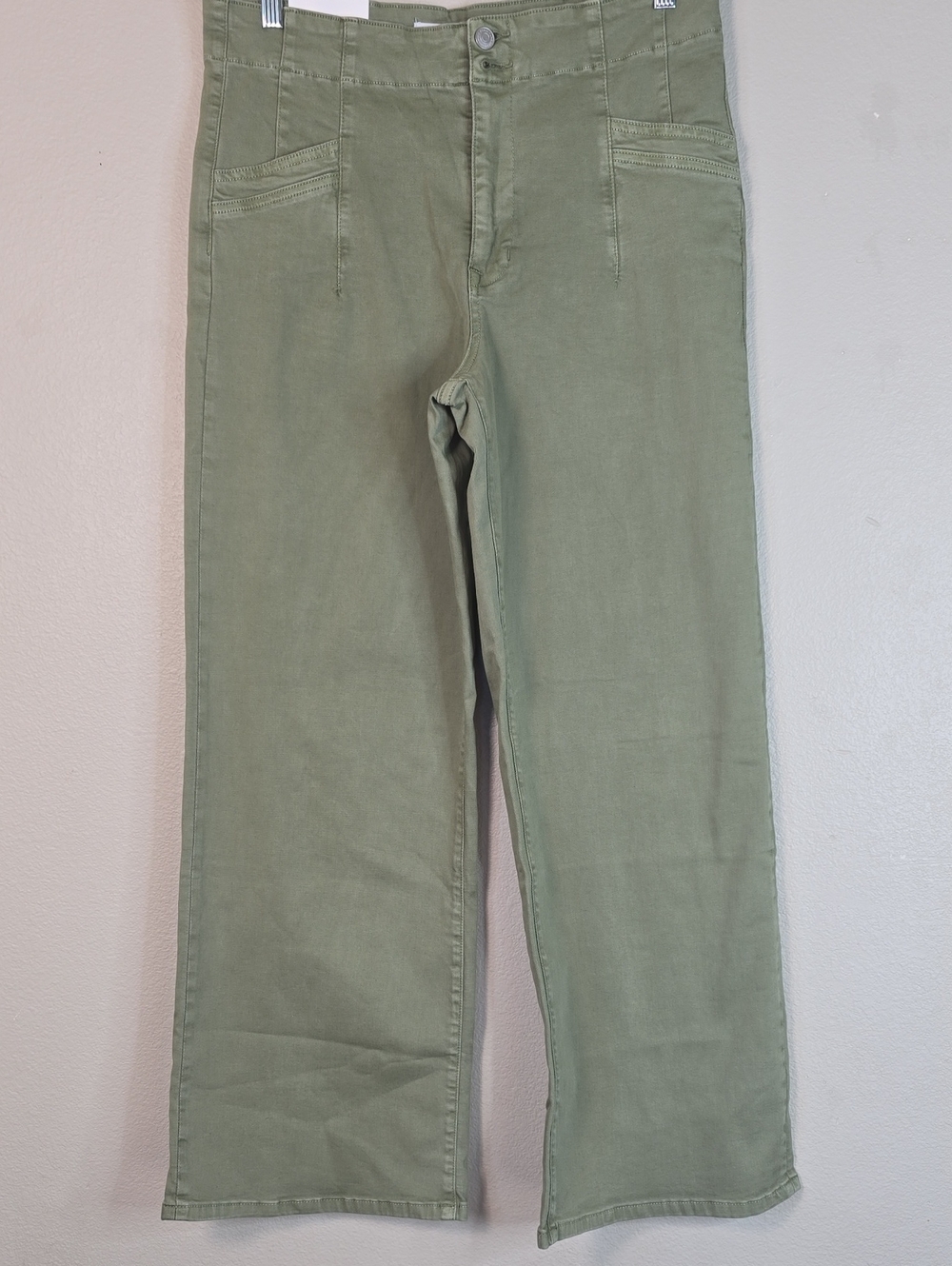 Mica Super High Rise Wide Leg Women's Olive Green Jeans Size 32 Nwt